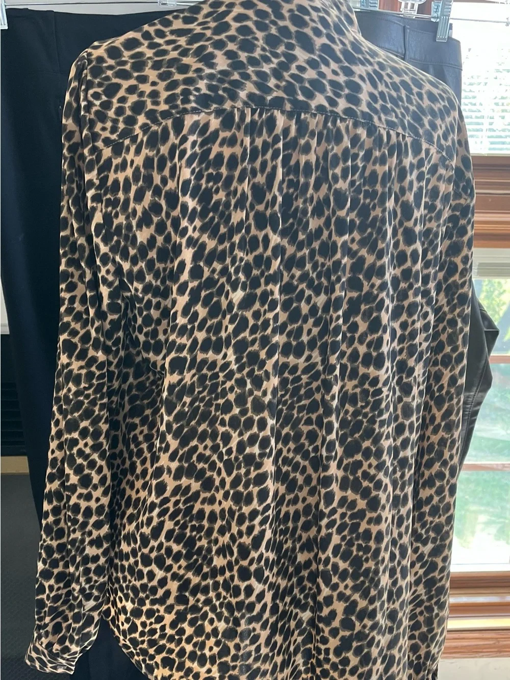 J. Crew Animal Print Long Sleeve Button Down Blouse with a Tie